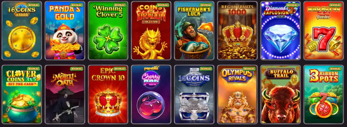 Catalogue de machines à sous Dragonia Casino avec des jeux de différents thèmes et fournisseurs